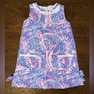 Lilly Pulitzer Classic Shift Dress Coastal Blue Maybe Gator Pink - size 5